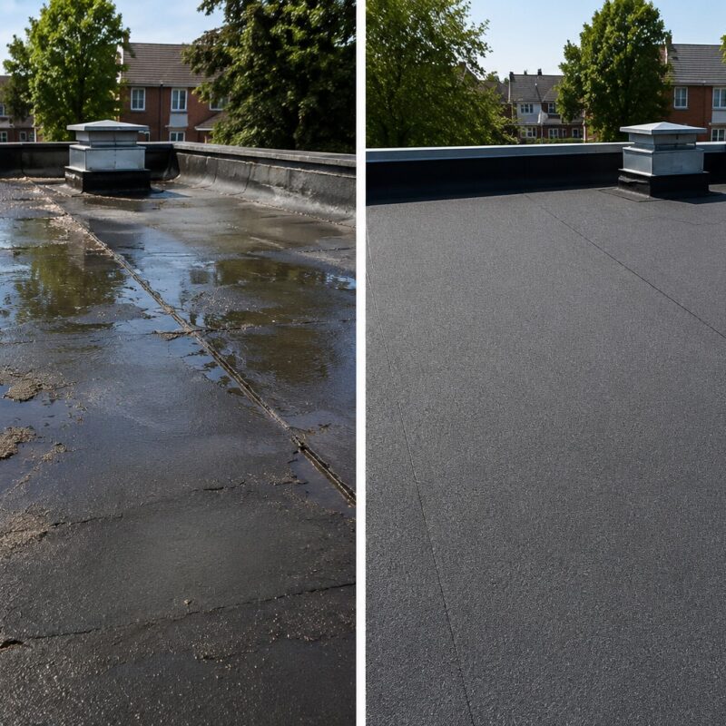 Plat dak lekkage tijdens warm weer