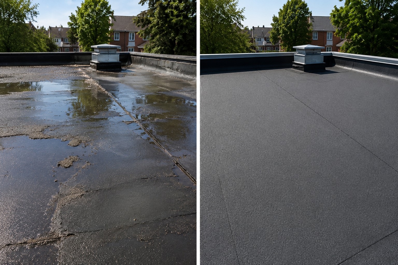Plat dak lekkage tijdens warm weer. Hoe ontstaat het en hoe voorkomt u grotere schade?
